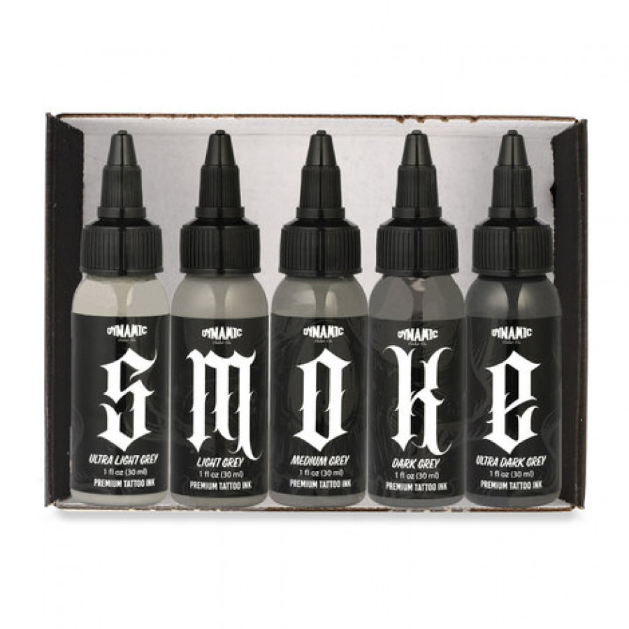 Тату краска Dynamic Colors Smoke Opaque Greys Set (5 пигментов)
